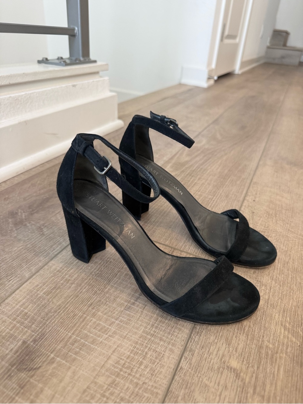 Stuart Weitzman Black Suede Block Heels